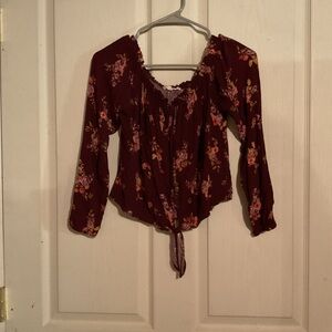 Rewind Burgundy Floral Blouse